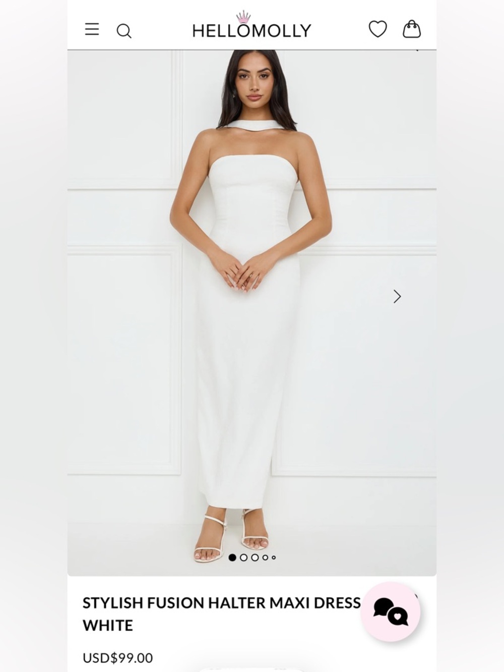 HELLO MOLLY White Halter Maxi Dress with subtle floral texture